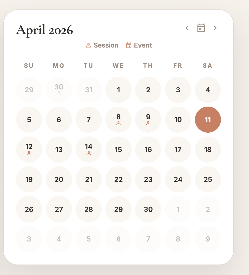 Preview of the Kyndred calendar and event view