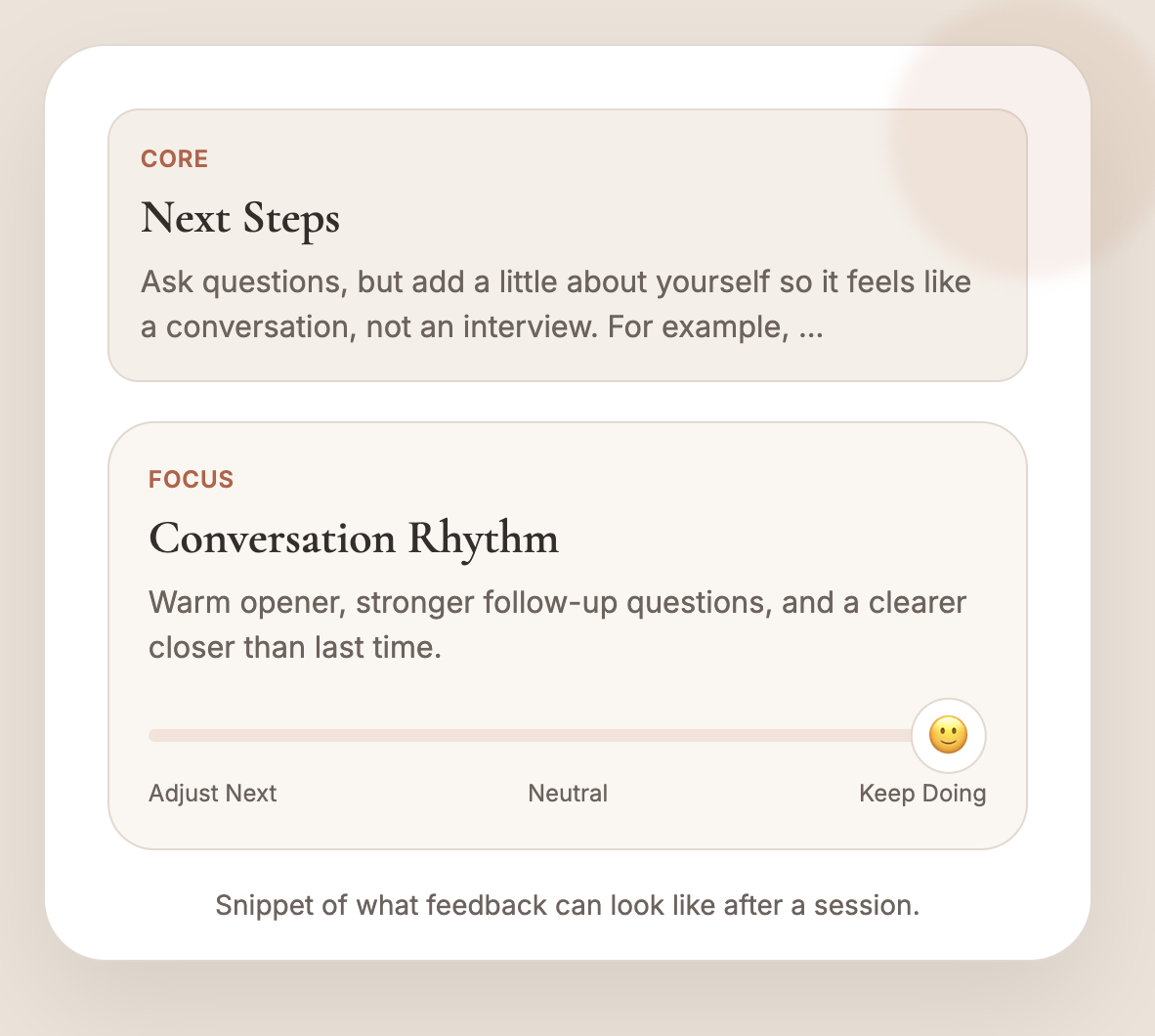 Preview of Kyndred written feedback after a session